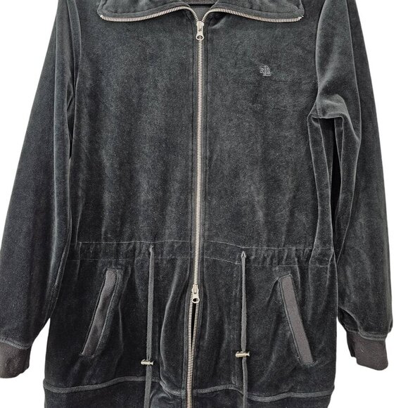 Lauren Ralph Lauren Velour Full Zip Black Track Jacket Coat - Picture 5 of 10